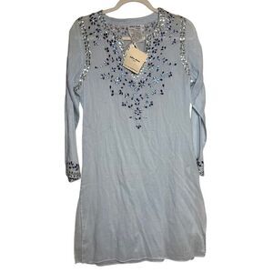 NWT Juliet Dunn Blue Embellished Tunic Sz. 2 (US 6/8)